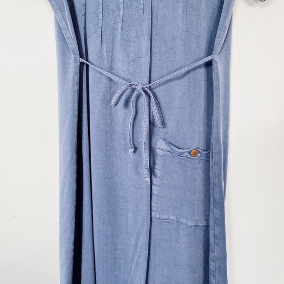 90s VTG blue jumper dress - long minimalist maxi - Picture 5 of 8